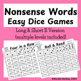 Nonsense Words Fluency Practice Dice Games - Long & Short E Sounds - Low Prep 