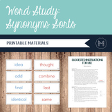 Word Study: Synonyms Matching Cards