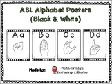 Black & White ASL Alphabet Posters, American Sign Language ABC Cards or Posters