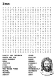 Zeus Greek Gods Word Search