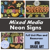 Middle and High School Art Unit: Mixed Media Hand Lettered Neon Signs