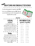 Solving Equations and Inequalities BINGO