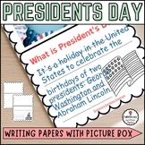 President's Day Writing papers with picture/Drawing box, Writing Activities