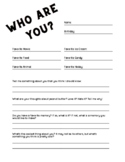 Who Are You? Beginning of the Year Worksheet