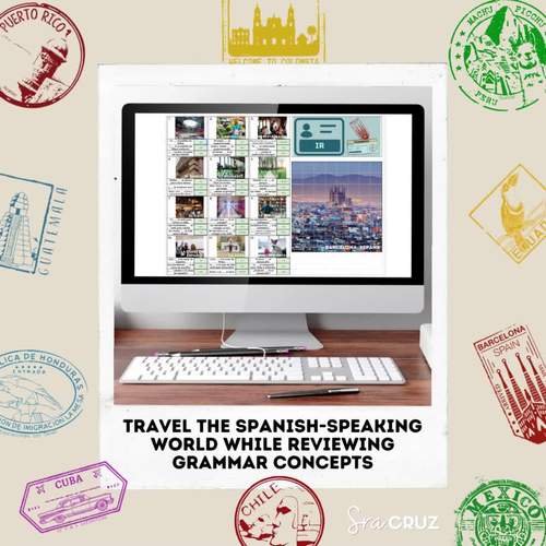 Acabar de Infinitive Grammar Passport Mystery Picture Puzzle for Google Sheets