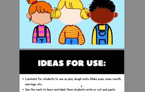 ESL Pre K-1 Making Faces Discovery Mats, Play Dough, Cut, Paste & Label