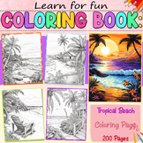 Tropical Beach Coloring Page