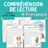 Reading comprehension Spring passages ComprÂ¨Â¦hension de lecture Printemps