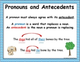 Pronouns and Antecedents Worksheet AND Poster or Anchor Chart