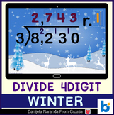 Boom? Cards Winter Division 4 digit by 1 digit with remainders