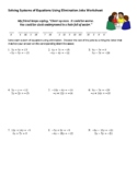 Solving Systems of Equations Using Elimination 3 Joke Worksheet