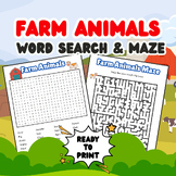 Farm Animals Word Search & Maze Activity