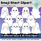 Emoji Halloween Cute Ghost Clipart, Commercial and Personal Use