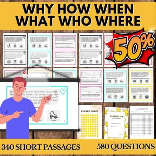 Why How When Who What Short Stories W/ Comprehension Questions Worksheet Autism