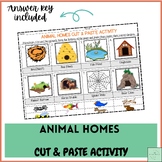 ANIMAL HOMES CUT & PASTE ACTIVITY