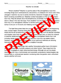 Weather Vs Climate Reading and Questions (English and Spanish!)