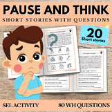Pause And Think 20 Emotional Regulation Worksheet Autism Therapy SEL Activity