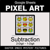 Easter Emoji - Subtraction 2-Digit - 1-Digit - Google Sheets Pixel Art