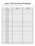 James & The Giant Peach Vocabulary