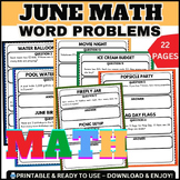 June Math Word Problem Worksheet Activities, 5th 6th 7th 8th Grade