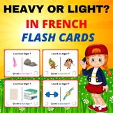 " Heavy or Light ?" Basic Concepts in French. Printable flashcards for kids.