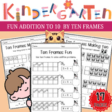 Addition worksheet with Ten Frame Fun within 10 : Dogs and Cats Themed