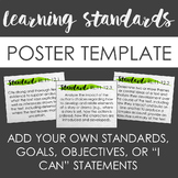 Learning Standards, Goals, Objectives, or "I can" Statement Poster Template