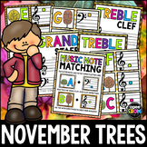 Music Notes Matching Flashcards!  November/Fall Trees, Thanksgiving Activities