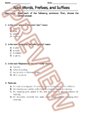 Root Words, Prefixes and Suffixes Worksheet. ELA Practice & Review. PDF (1/10)
