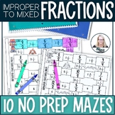 Converting Improper Fractions to Mixed Numbers Worksheet No Prep Activity Mazes