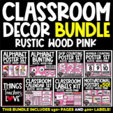 Classroom Decor Bundle - RUSTIC WOOD PINK CLASSROOM DECOR