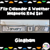 Gingham Flip Calendar And Weather Magnetic Rod Display Set