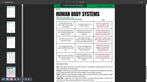 Musculoskeletal System Strange But True Facts + 2 Truths & a Lie 2 Activity Set