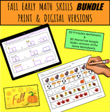 Fall Math Activity Pack Interactive Google Slides and Print Versions NO PREP