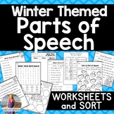 Winter Parts of Speech Sorts for Centers and Worksheets (Nouns/Verbs/Adjectives)