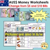 Australian Money Giving Change Worksheets Word Problems Financial