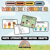 Summer Preschool Activities Kit - Fine Motor, Crafts, Math, Literacy & More