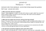 WebQuest - History of Tennis- Sports Series Web Quest