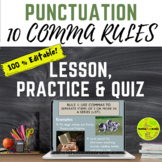 10 Comma Rules Â¨C Punctuation Lesson, Practice Worksheets & Quiz 