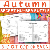 Autumn Secret Number Puzzle Â¨C 3-Digit Odd or Even Math Challenge for Grades 1-3