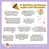 10 Birthday Sentiments, printable card