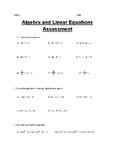 Math 8: Algebra and Linear equations Assessment!