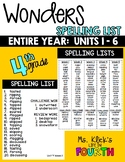 WONDERS - Spelling List - Units 1 - 6
