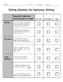 TC ELA Narrative Writing - Student Editing Checklist Self Assessment Tool
