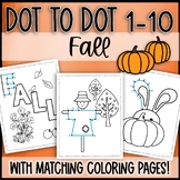 Fall Dot to Dot 1-10 Counting & Coloring Pages for PreK: Connect the Dots to 10