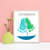 Boatload of Fun Footprint Art, Sailboat Father's Day Footprint Keepsake Craft