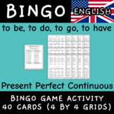 Present perfect continuous to be do go have conjugation ESL bingo 40 cards game