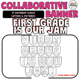 Collaborative Banner - First Grade is our Jam - B2S Coloring Teamwork Activity