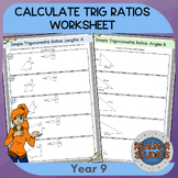 Calculate Simple Trigonometric Ratios, sin cos tan, Worksheet with Answers | Y9