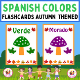 Autumn Themed Spanish Colors Flashcards for Preschoolers & Kindergarten kids